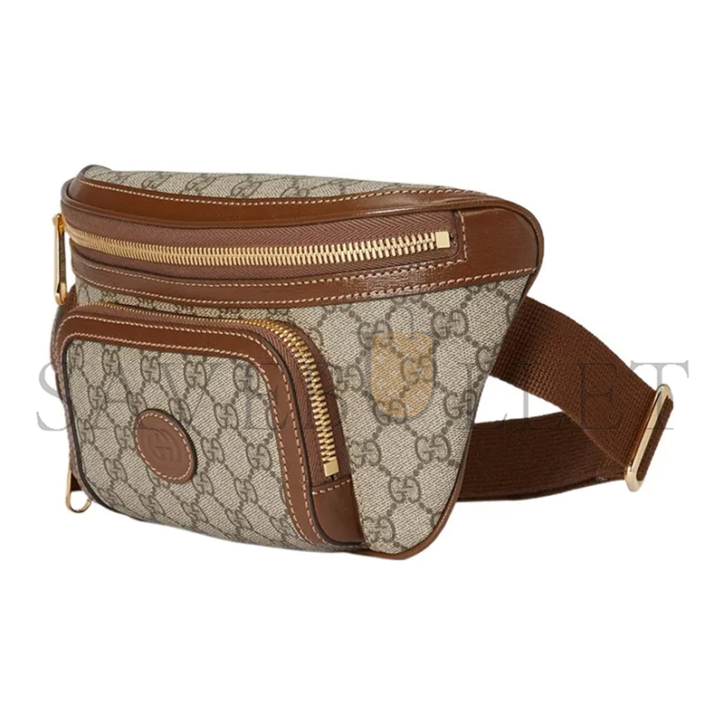 G*u*i gg large canvas with leather trim fanny 733240 (22*15*4cm)